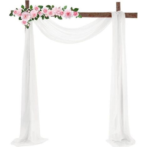 Mariage Arche Tenture - Voilage Blanc Mariage - Tenture Mariage Decor pour Arche Rideaux - 70x550 cm (1/4)