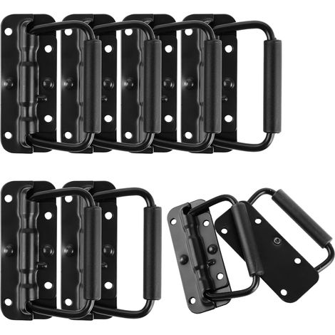 8 Pack Spring Box Handle 100mm Folding Handles Black Carry Handle for Tool Boxes Door
