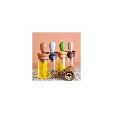Flacone in silicone per olio da cucina, pennello dosatore per olio per cucinare, barbecue, forno, bistecca, utensili da cucina per barbecue, 1 pezzo (colore caffè) - Crezuo