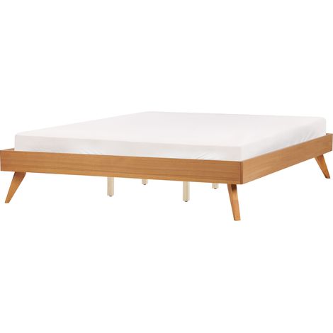 Cama moderna con somier de listones de MDF 180 x 200 cm madera de fresno natural Berric