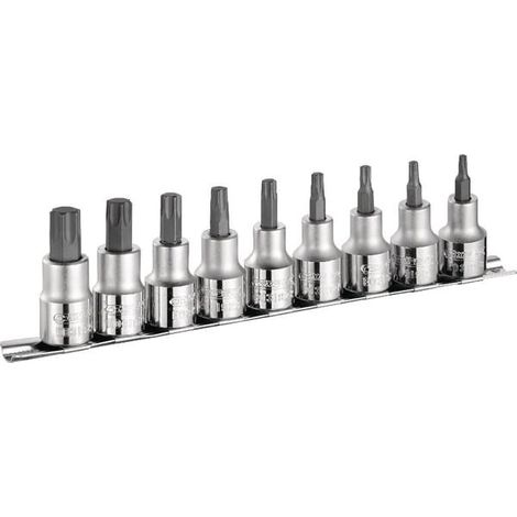 Juego de llaves de vaso 1/2" con punta Torx en riel de soporte 9 piezas EXPERT E032936