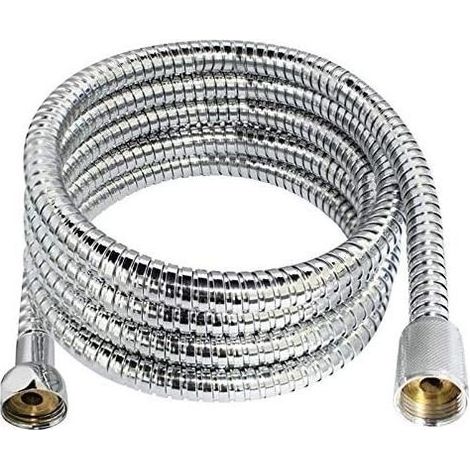 Edelstahl-Badezimmer, explosionssicher, flexibel, Chrom-Duschschlauch, schlauchförmiger Federzug (Farbe: Silber, Größe: 2M) (1/5)