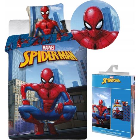 Bettwäsche-Set für Jungen, 160 x 200 cm, 100 % Baumwolle, 2-teilig, Spiderman-Motiv
