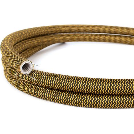 Creative-Cables Canalina Passacavi Creative-Tube, Oro E Nero RZ24, 20 mm Ø, 1 m, Rivestimento In Tessuto Effetto Seta