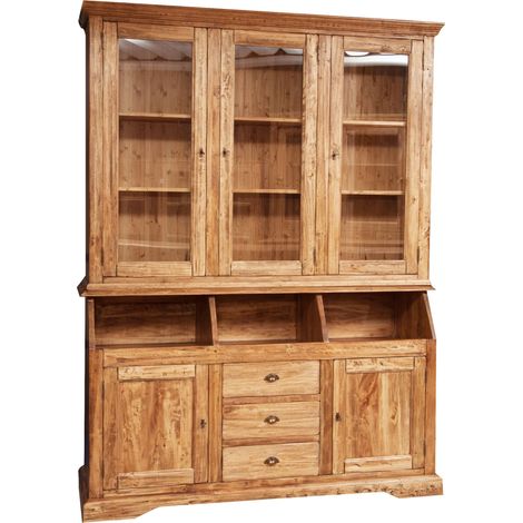 Libreria in legno di tiglio 207x175x41 cm Made in Italy Libreria legno massello Buffet libreria classica credenza shabby