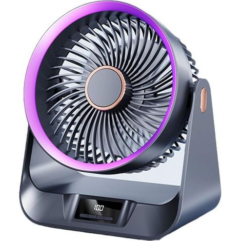 Tischventilator mit 10.000 mAh und wiederaufladbarem Akku, leiser Betrieb, geeignet für Schlafzimmer, Büro und Camping