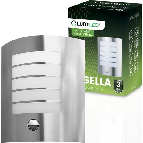Lampada da parete da giardino NIGELLA E27 con sensore di movimento e crepuscolare (1/5)