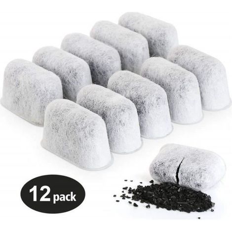 Lot de 12 filtres à eau à charbon actif, remplacement compatible pour machines à café et cafetières, filtration efficace pour l'eau du robinet (1/4)