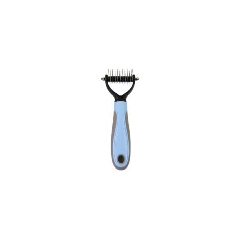 Lot de 2 peignes démêlants double face pour chiens et chats, taille petite, couleur bleue, emballage économique sur carte (1/5)
