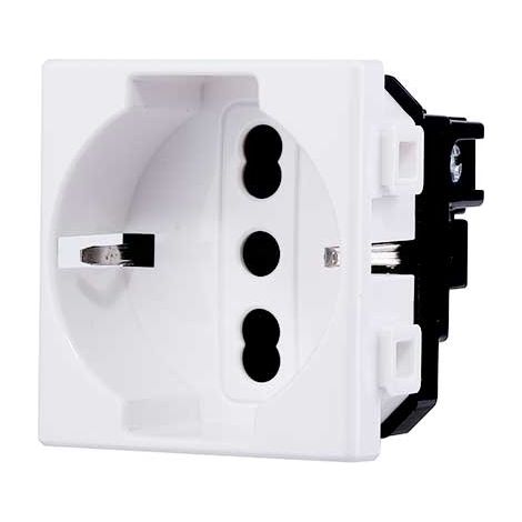 Prises Schuko compatible Bticino Matix norme allemande 2P+T 10/16A couleur Blanc (1/2)
