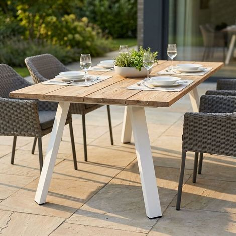 SALTUS - tavolo da giardino in alluminio e teak riciclato