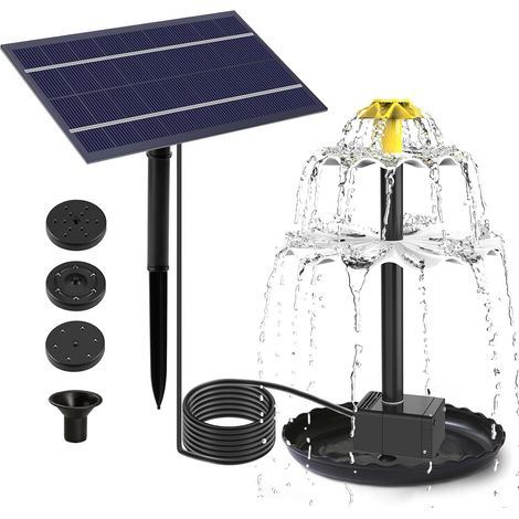 Fontaine Solaire Exterieure De Jardin, Pompe Solaire Bassin Exterieur,Fontaine Solaire pour Bassin,Pompe a Eau Solaire, Pompe Solaire pour Bain d'oiseaux et Petit Étang, Décoration DIY(2.5W) (1/5)