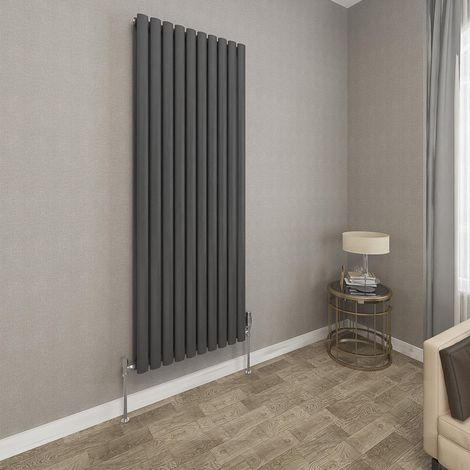 1600x590mm Anthracite Double Oval Column Radiator Vertical Modern Central Heating Radiators