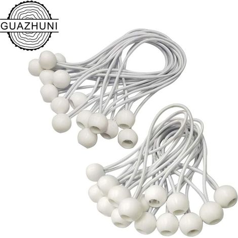 Tendeur Élastique 30 Pièces, Sandow pour Bâche, Pavillon, Tente, Rideaux, Support de Bâche (Blanc-150mm) (1/5)