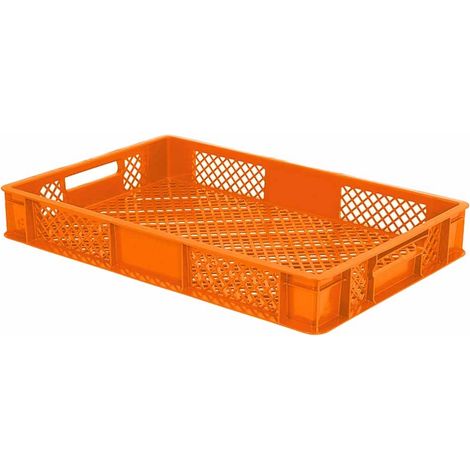 BRB 156 Stück Eurobehälter durchbrochen/Bäckerkiste, LxBxH 600x400x90 mm, PE-HD, lebensmittelecht, Palettenware (orange)