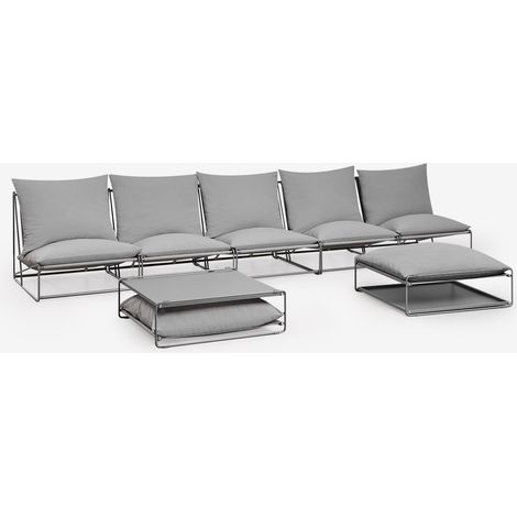 SKLUM Amaro 5-teiliges modulares Sofa-Set mit Beistelltisch und umwandelbarem Ottoman Grau                                  