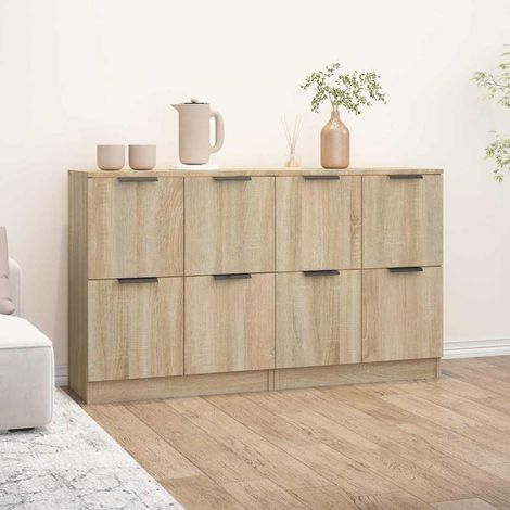 Aparadores 2 uds madera contrachapada roble Sonoma 60x30x70 cm (1/4)