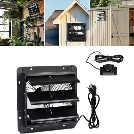 Ventilateur d'extraction à persiennes, avec variateur de vitesse, fixation murale, idéal pour la ventilation et le refroidissement des serres (38 cm)