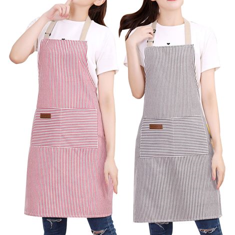 Tablier De Cuisine - Coton Et Polyester - Poche Spacieuse - Réglable - Lot De 2 (1/5)