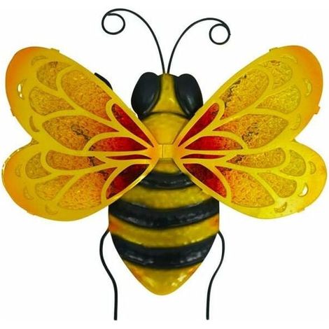 Arte mural de abeja de metal - Decoración colgante de metal y vidrio - Decoración de interior para jardín, patio y sala de estar (1/5)
