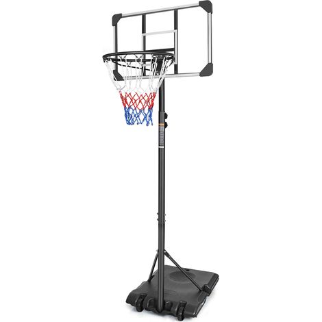 Panier de basketball portable réglable en hauteur de 170 à 213 cm avec roulettes, pour intérieur et extérieur (1/5)