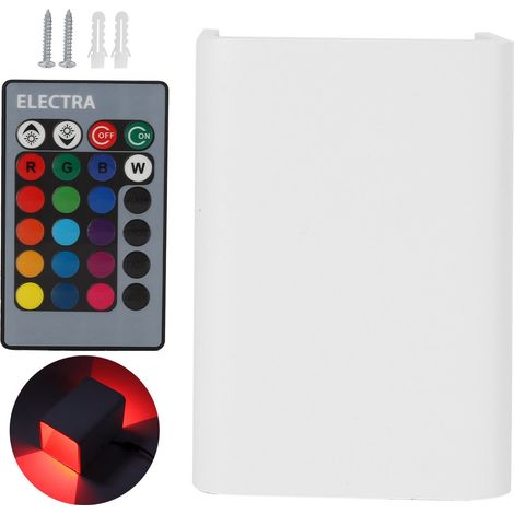 Luminaire mural LED RGBW 5W avec télécommande pour chambre, couloir, escalier - Coque blanche en aluminium (1/5)