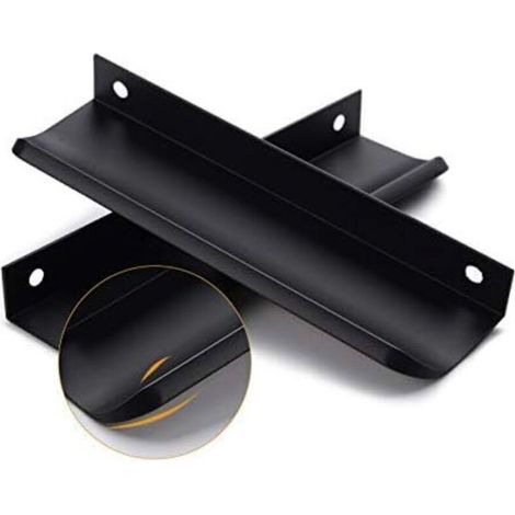 Set di 2 maniglie per mobili da cucina in lega di alluminio nera, interasse fori: 160 mm, con viti.