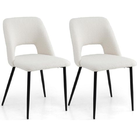 Set di 2 sedie da pranzo con schienale vuoto e gambe in metallo, 2 sgabelli alti da bar moderni Beige (1/5)