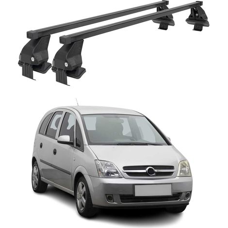 OMAC Dachträger Querträger Stahl für Opel Meriva I 2003-2010 – Abschließbar – City-Crash-getestet – DIN 75302:2019 – ISO/PAS 11154:2006 – Max. 50 kg Schwarz (1/5)