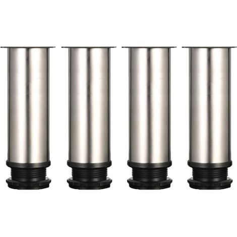 Möbelbeine 4er Set Ausgewählte Möbelbeine Verstellbare Küchenbeine Ø 50 mm / Höhe 150 mm Runde Edelstahl Metall Sofabeine Tischbeine