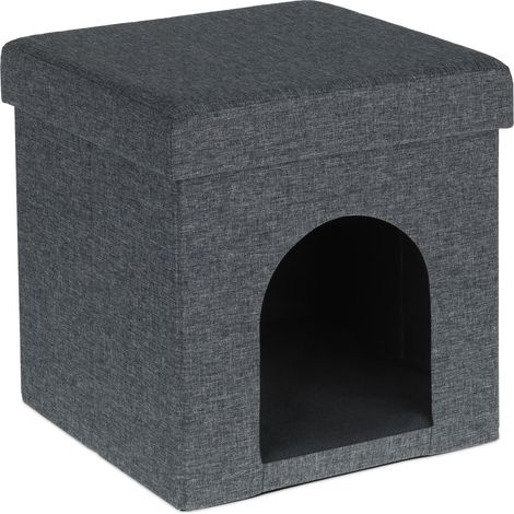 Taburete plegable 2 en 1 refugio para gato y perro pequeño 40 x 40 x 40 cm de tela gris 130010869 (1/5)