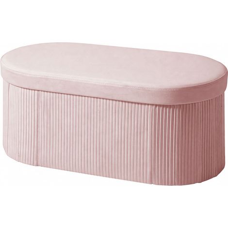 Puff Almacenaje Banco Plegable 72 L Tapizado Terciopelo Rose 76x38x35 cm