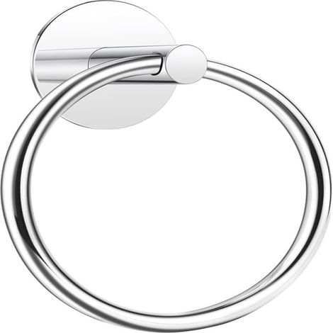 Irovami Anneau porte-serviettes auto-adhésif 3M, sans perçage, colle extra forte, sans clous, porte-serviettes en acier inoxydable, porte-serviettes pour salle de bain et cuisine (chrome) (1/5)