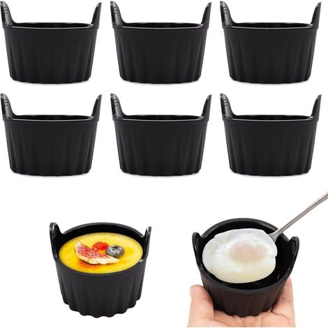 LaBlanc - 6 moldes de silicona para freidora de aire, plato de silicona, molde reutilizable para freidora de aire, molde para cocinar huevos en microondas, accesorios para freidora de aire (negro)