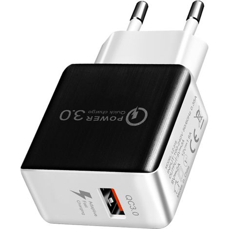 Chargeur mural 18W QC3.0 USB Prise EU Adaptateur rapide universel pour smartphone (1/5)