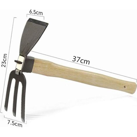 1 houe et râteau deux en un avec manche en bois pour creuser