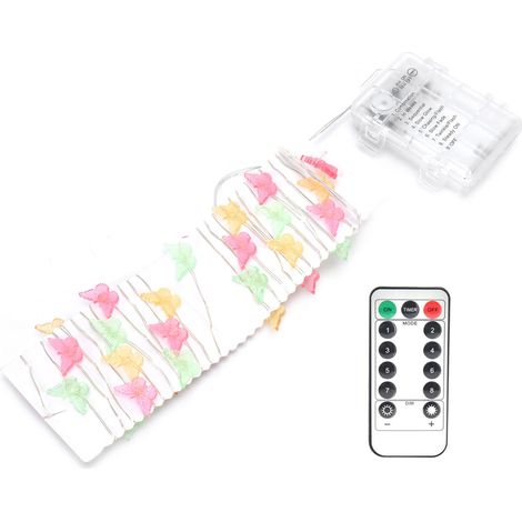 Guirlande lumineuse 3m/9,8ft 40LEDs fil cuivre, papillons 3 couleurs, batterie, décoration lampe pour chambre fête mariage (1/5)