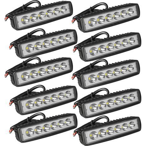 10 Projecteur Led, 6 Pouces 18w Barre Lumineuse, Aluminium Ip67, Pour Moto Voiture Camion 4x4 (1/5)