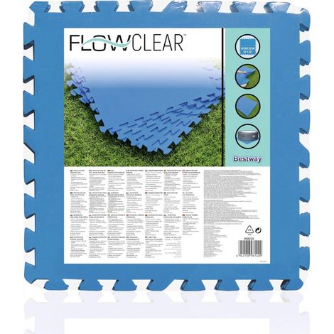 Bestway – Tapis de sol en polyéthylène 50x50 cm – Lot de 8 dalles – Épaisseur 4 mm – Protection piscine hors sol – Couleur bleue (1/5)