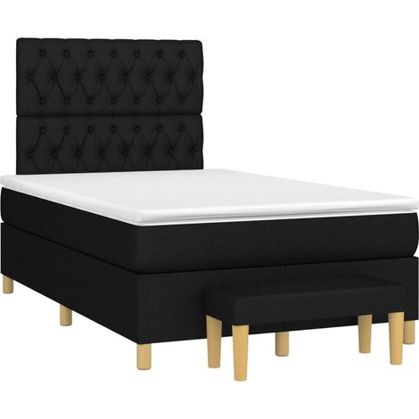 Sommier à lattes de lit avec matelas noir 120x190 tissu (1/5)