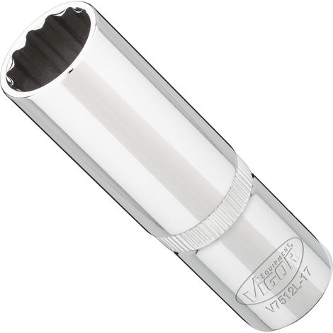 VIGOR Steckschlüsseleinsatz, lang, 1/2 (12,5 mm) Vierkant hohl, Außen Doppelsechskant Profil, SW 17 mm (1/3)