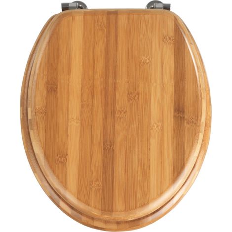 Wenko – Abattant WC en bambou – Lunette facile à nettoyer – Fixation inox robuste – Dimensions 34x41 cm – Installation rapide sur WC standard