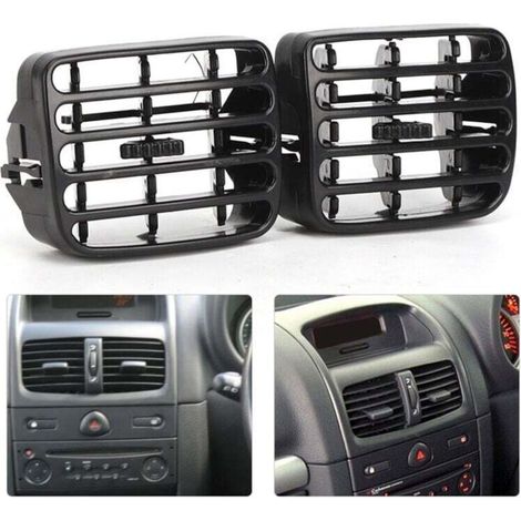 2 Grilles d´aération ventilation centrale noir du tableau de bord pour Clio MK2 1998‑2006 (1/4)
