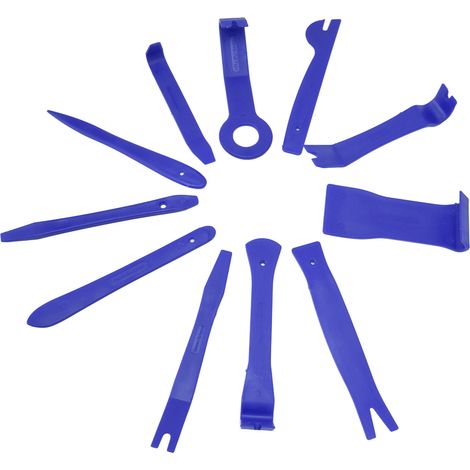 Ensemble de 11 outils de démontage de panneaux de garniture de voiture, en fibre de verre et nylon, comprenant un installateur audio/radio (bleu). (1/5)