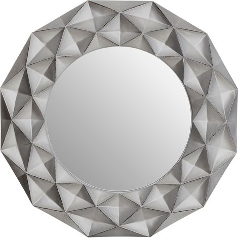 Premier Housewares Round Wall Mirror/ Classic Mirrors For Bathroom / Bedroom / Garden Walls Fancy Wall Mounted Mirrors For Hallway With Metallic Silver Finish W100 X D6 X H100cm. (1/5)
