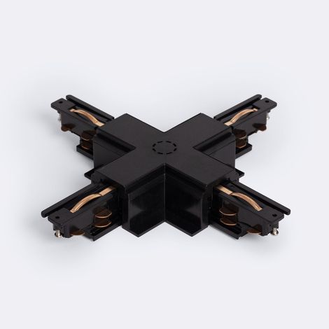 Verbinder Typ X für 3-Phasenstromschiene DALI Track Einbau Aluminium Schwarz