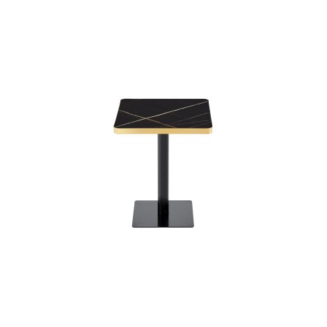 CHICFURN Tavolo quadrato 60x60x74 cm effetto marmo nero, bordo dorato, metallo, per piccoli spazi (1/5)