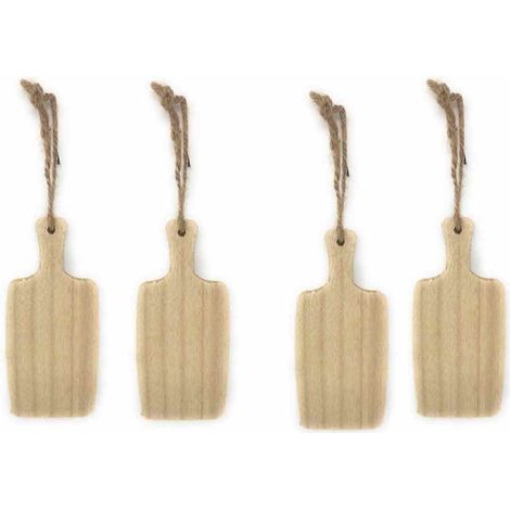 Set 4 appendini da Parete a Forma di Tagliere Mini Pallet appendino Arredamento Rustico Shabby Chic 20x9,5 cm 3652 (1/2)