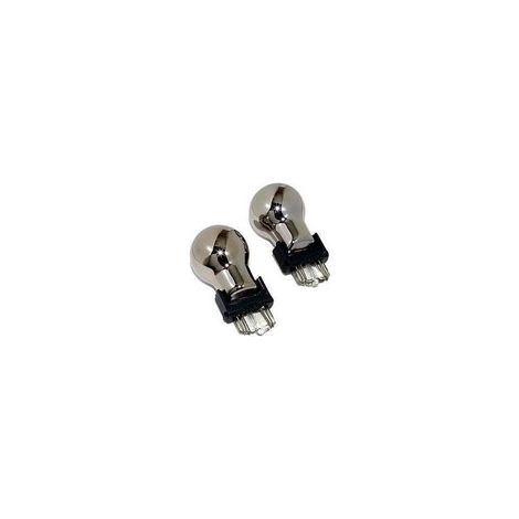 2 x ampoules de clignotant chrome P27/7W - Ergots 3157 - Couleur orange allumée, lampe à filament halogène 12V 27W/7W
