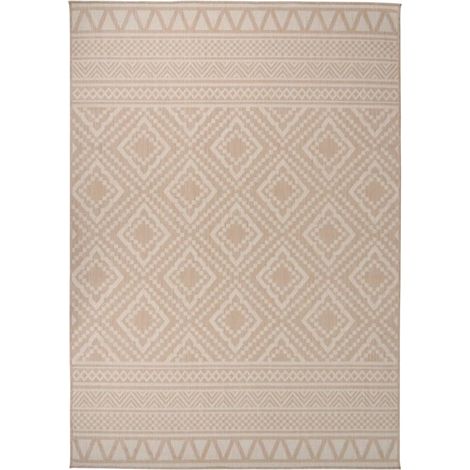 Tapis extérieur à tissage plat Terrasse Salon Cuisine - Tapis de jardin 120x170 cm Rayures brunes BV472786 - BonneVie (1/5)
